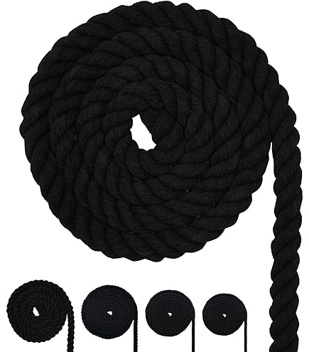 Aoneky 3/8 1/2 5/8 3/4 1 inch Black Twisted Rope (3/8 inch x 25 ft