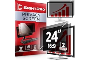SightPro 24 Inch 16:9 [2 Pack] Computer Privacy Screen Filter for Monitor - Privacy Shield and Anti-Glare Protector