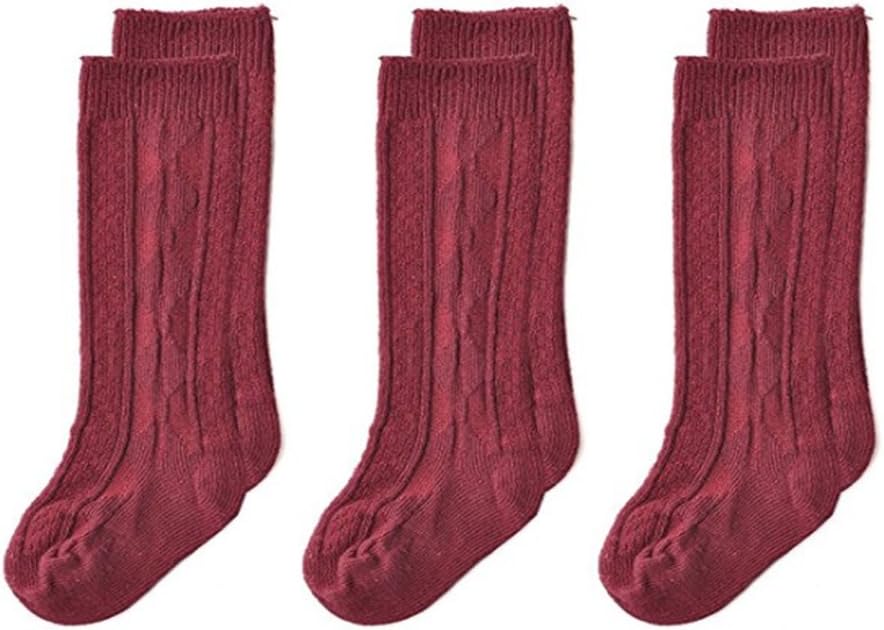 NovForth Baby Seamless Socks Combed Cotton Cable Knit Knee High Socks for Baby Boys Girls