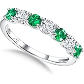 CAIDIKA 3.5mm Stackable Rings S925 Sterling Silver Created Birthstone & Cubic Zirconia Ring for Women Wedding Bands Anniversary Birthday Jewelry Size 6 to 10(with Box)