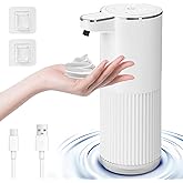 Foyucool Automatic Foaming Soap Dispenser, 12.2oz/360ml Rechargeable Touchless Hand Soap Dispenser, 4 Level Adjustable with Display, Waterproof Wall Mounted Soap Dispenser for Bathroom Kitchen, White
