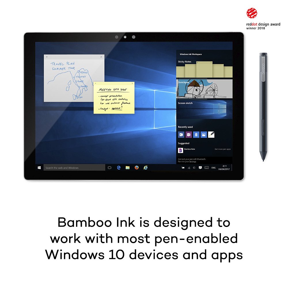 Bamboo Ink Smart Stylus in Black, Optimised for Windows Ink