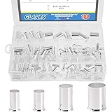 Glarks 100Pcs AWG 4 2 1 2/0 Wire Copper Crimp Connector Silver Plated Non Insulated Ferrules Pin Cord End Terminal Assortment