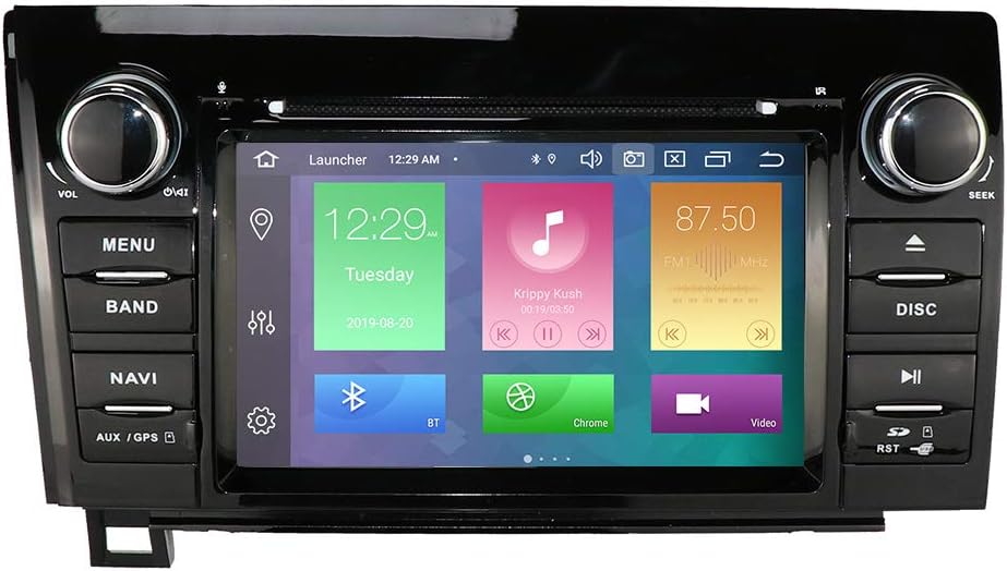 7 Inch Android 9.0 Touch Screen Car Stereo DVD Player in Dash GPS Navigation for 2007-2013 Toyota Tundra/ 2008-2013 Toyota Sequoia Support Bluetooth/WiFi Hotspots/4G/OBD2/DVR/AV-IN