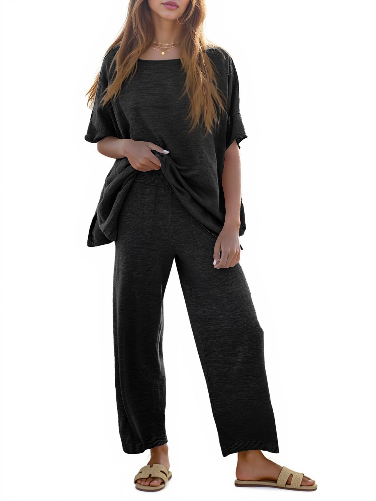 Photo 1 of Tankaneo Women's Wide Leg Pants Lounge- LARGE (ONLY PANTS)