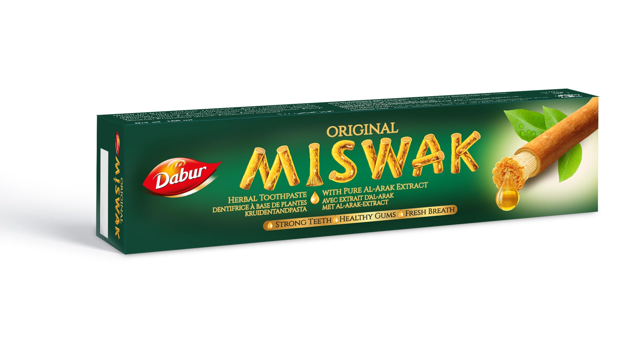 Dabur Miswak Herbal Toothpaste 100 ml – with Pure Al-Arak Extract | Natural Oral Care for Strong Teeth, Healthy Gums & Fresh Breath