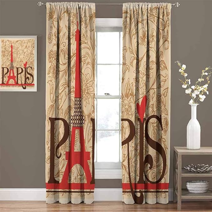 paintinghome Colorful Curtains Paris Vintage Floral French Eiffel