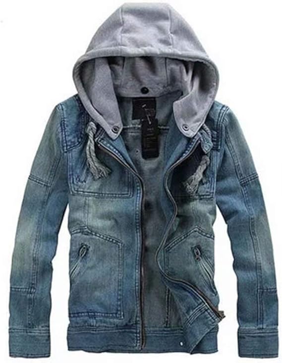 Amazon Followdream デニムジャケット メンズ ジージャン パーカー デニム アウター 長袖 秋冬 フード付き ダメージ加工 防寒 コート ジーンズ Gジャン カジュアル ゆったり アウトドア 普段着 通学 大きいサイズ コート ジャケット 通販