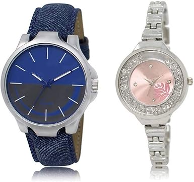 ATP-LR24-226 Stylish Round Shape Blue-Silver Strap Multicolor Dial Women's & Girl's (Pack of 2)