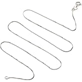 Matoa Solid 925 Sterling Silver Chain 1mm Italian Box Chain Necklace for Women, Thin & Strong Necklace Chain 16/18/20/22/24 Inch