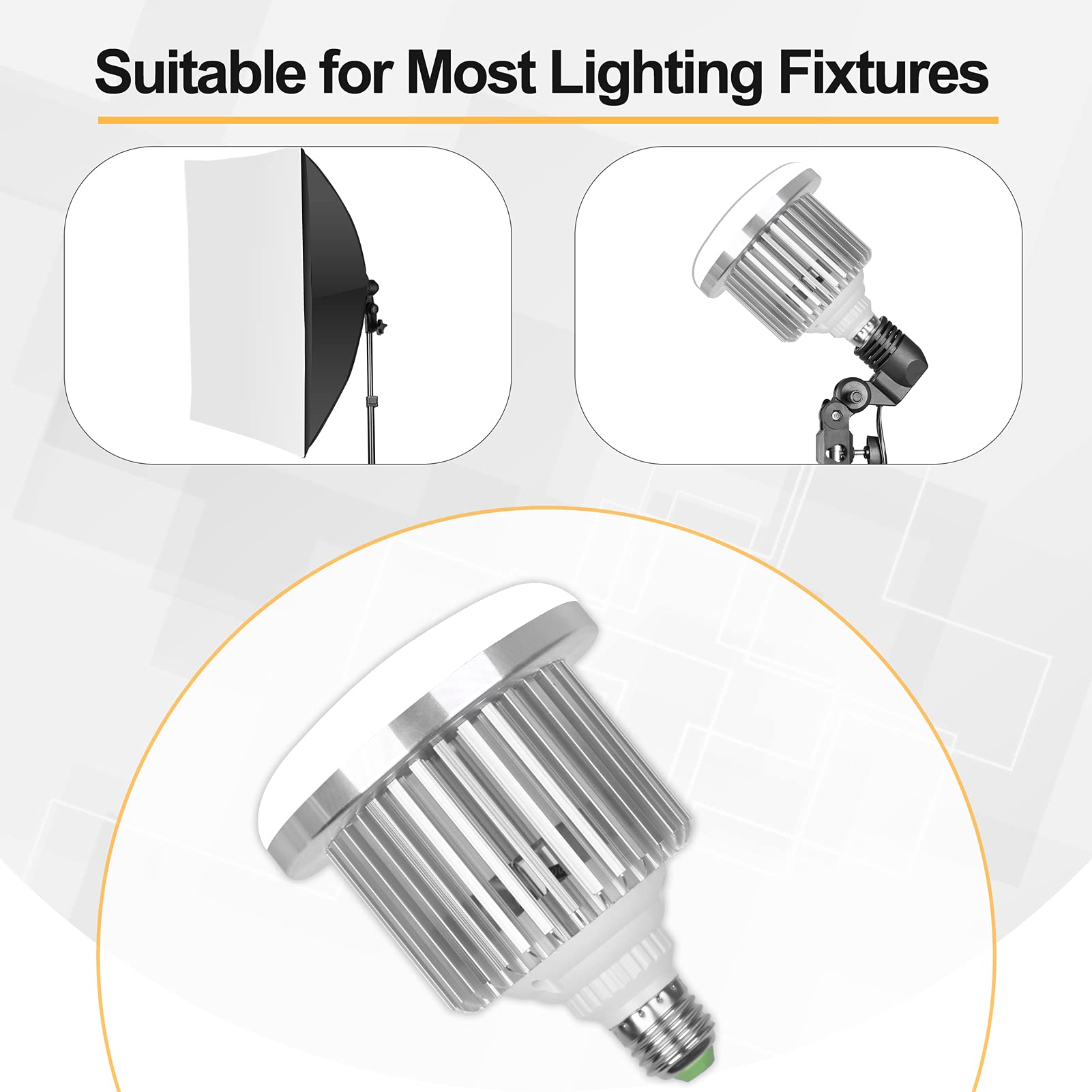 EMART 85W E27 LED Light Bulb for Umbrella/Softbox Lighting Kit, Dimmable Color Temperature 3000K-5500K Remote Control Lamps for Photography Photo Video Studio, Portrait Shooting - 2 Pcs