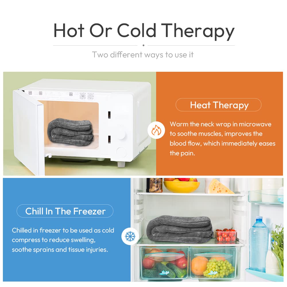Microwavable Heated Neck Wrap Warmer and Shoulder Weighted Heating Pad Microwave for Hot and Cold Compress