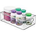 mDesign Stackable Storage Box with Built-in Handles – Transparent Medicine Box with Practical Design – Designed for Medicine Storage in The Household – Clear