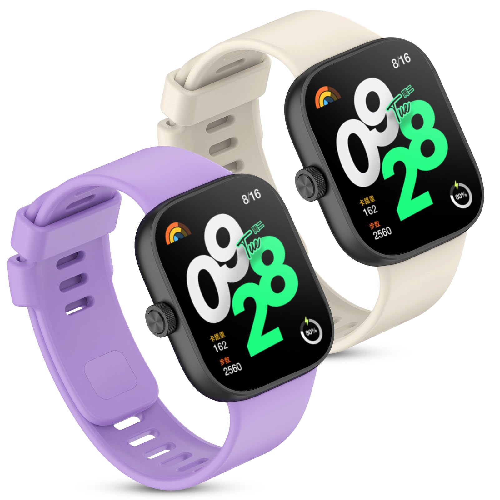 Xisair 2 Pack Silicone Watch Bands Compatible with Redmi Watch 4 Smartwatch Xiaomi Band 8 Pro Straps Sport, Silicone Breathable Strap for Redmi Watch 4 & Xiaomi Band 8Pro, Women Men's Bands