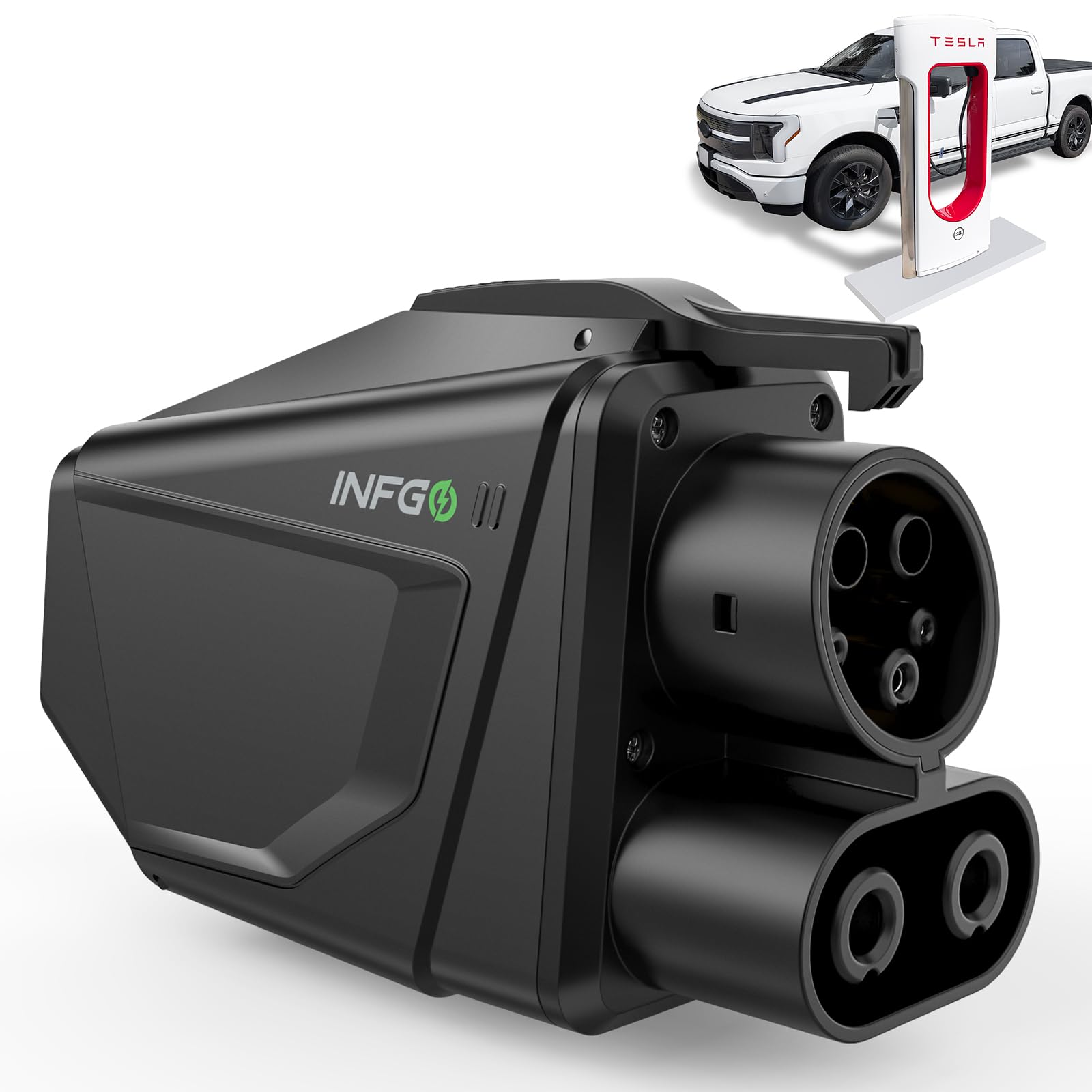 Photo 1 of INFGO NACS to CCS Adapter for V3/V4 Tesla Supercharger, 500A /1000V NACS DC Adapter Compatible with Ford, Chevrolet, GMC, Cadillac, Hyundai CCS1 EVs [Check with Your Automaker for Compatibility]