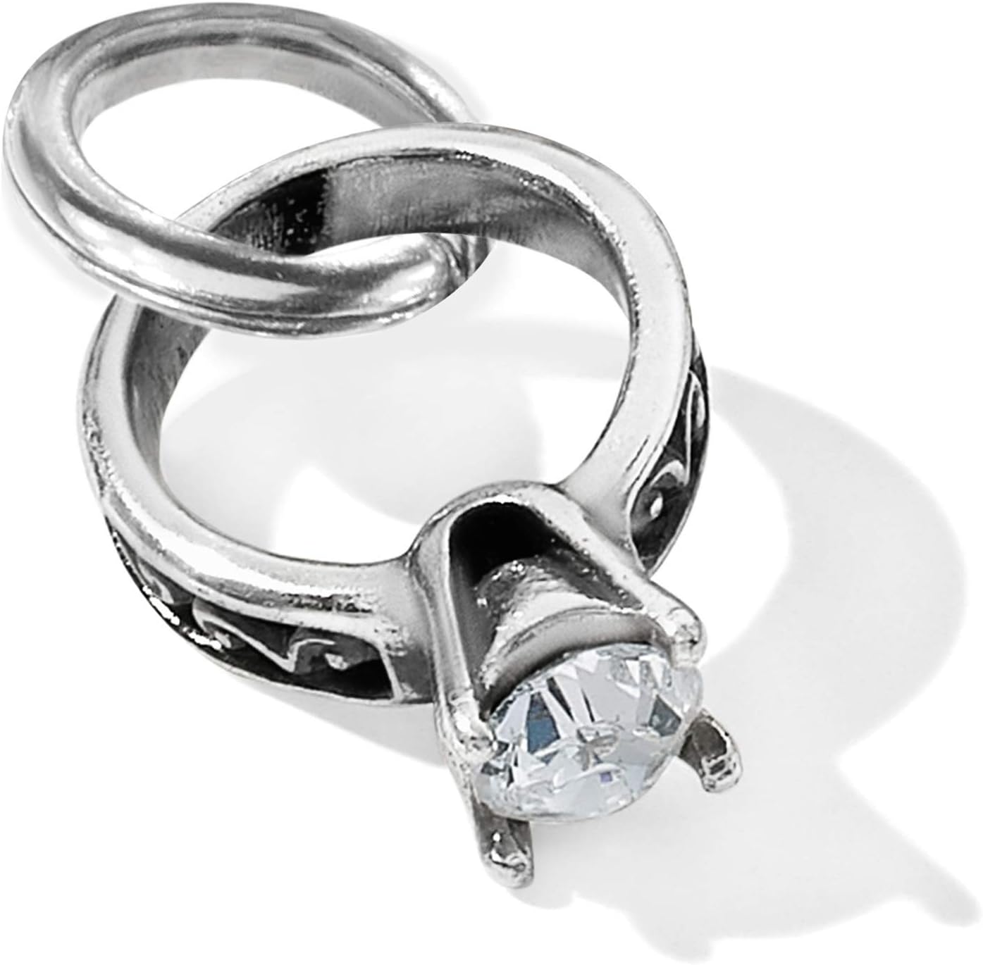 Brighton Diamond Ring Key Fob Silver Stone E14110