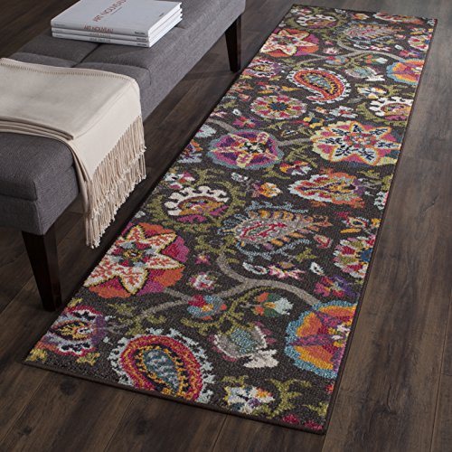 SAFAVIEH Monaco Collection Runner Rug - 2'2" x 12', Brown & Multi, Boho Floral…