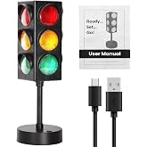 Aekops 11 Inch Traffic Light Lamp with Base for Room Decoration, Stop Light Lamp with Color Changing and Blinking Modes, Traffic Light Desk Lamp for Bedroom, Classroom,Party Decorations, 1 Pack