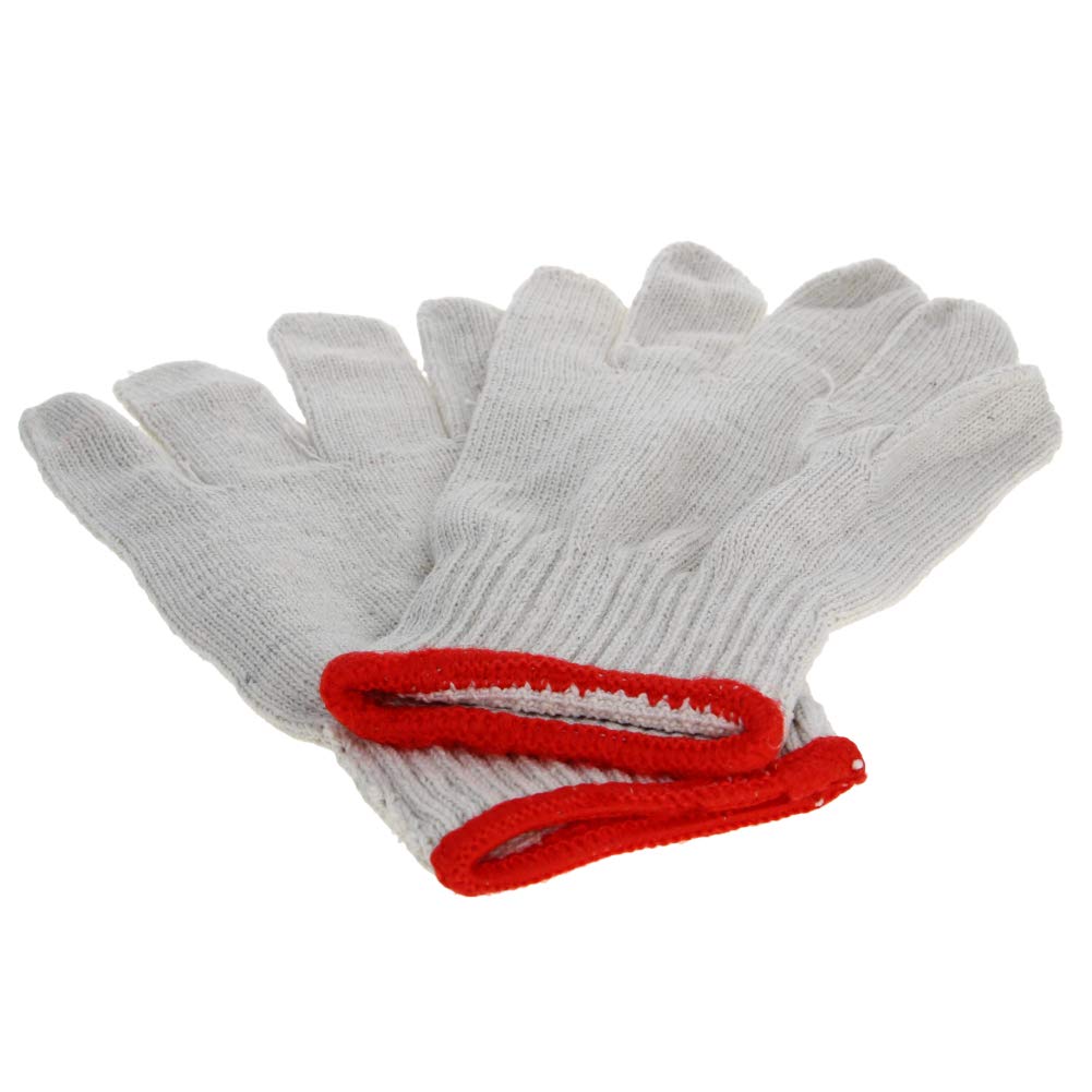 Othmro White Gloves with Red Edge Washable Glove Cotton Gloves Plain Seamless Workwear Gloves Protective Industrial Work Gloves Good for Wood Worker Factory Working 3 Pairs