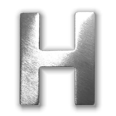 Individueller Metall-Buchstabe “H” aus gebürstetem Edelstahl – Höhe 4cm – Hausnummer, Zimmerbeschriftung, Bürobeschriftung, T