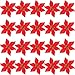 SATINIOR 20 Packs Christmas Faux Flowers Glitter Poinsettia Christmas Tree Ornament DIY Holiday Floral Arrangements (Red)