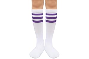 Henwarry Kids Toddler Soccer Socks Classical Stripes Cotton Soft Over the Calf Tube Socks for Boys Girls