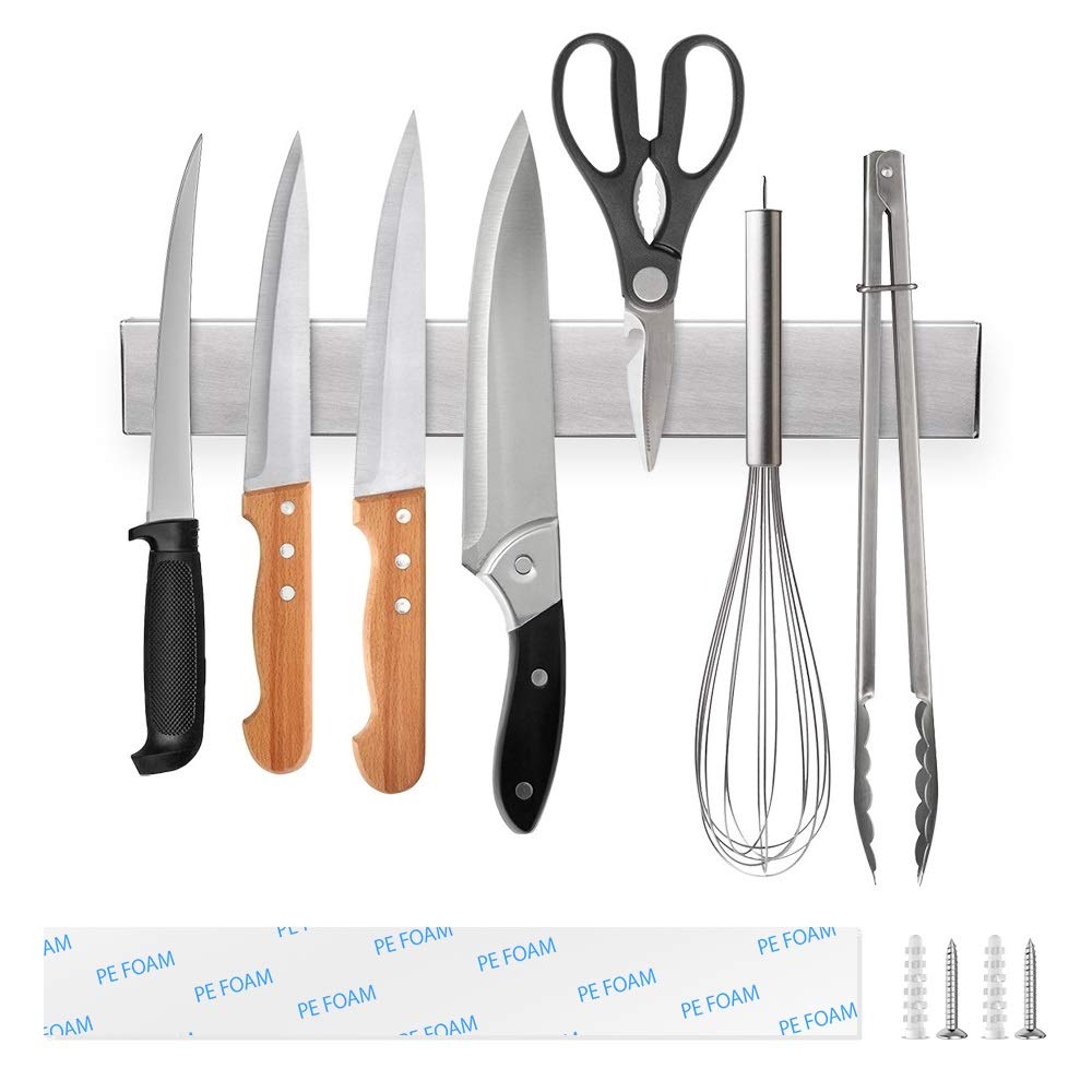 Ninonly Magnetic Knife Holder 30cm(12inch) Magnetic Knife Strip Self Adhesive Kitchen Utensil Organizer Knives Storage Magnetic Knife Rack Self Adhesive Secure & Easy Storage Kitchen Knives Rack
