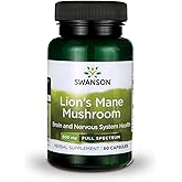 Swanson Lion's Mane Mushroom Capsules - 500 mg Each, 60 Capsules - Herbal Supplement Supporting Cognitive Function