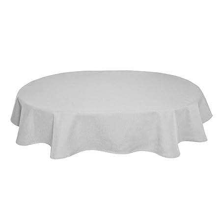 Tischdecke Leinenoptik Leinen Lotuseffekt Wasserabweisend Lotus Oval 160x220 cm Hellgrau