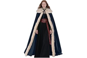 L'VOW Viking Fur Cloak Renaissance Fur Cape Velvet Cloak Medieval Cosplay Costume Women Men