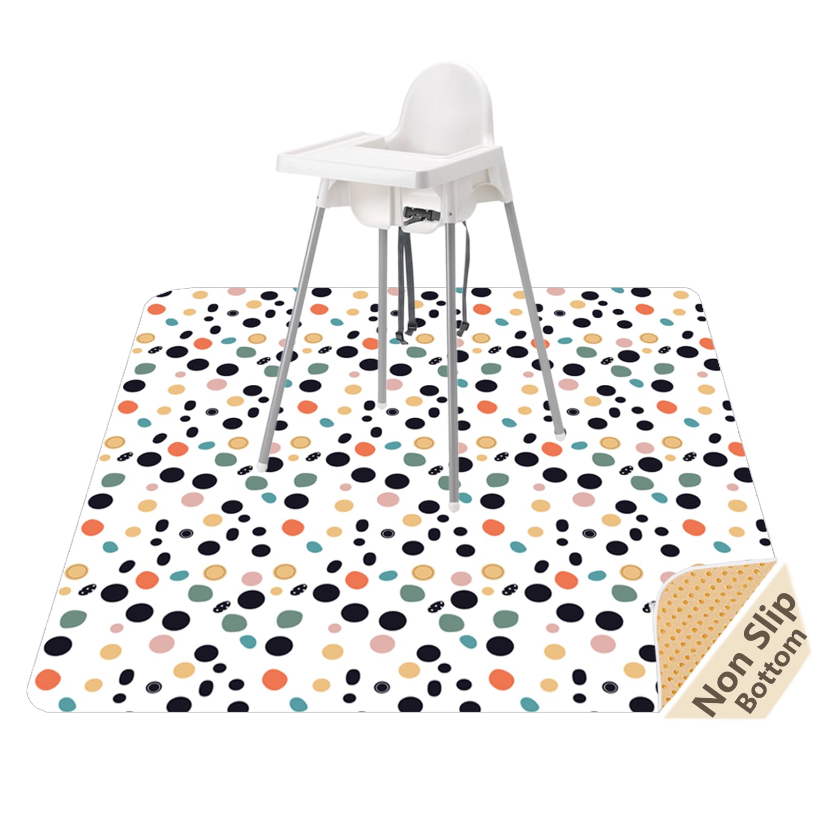 Splat Mat for Under High Chair/Arts/Crafts, WOMUMON Washable Splash Mat Waterproof Anti-slip Messy Floor Protector, Wipeable Table Cloth — image 1