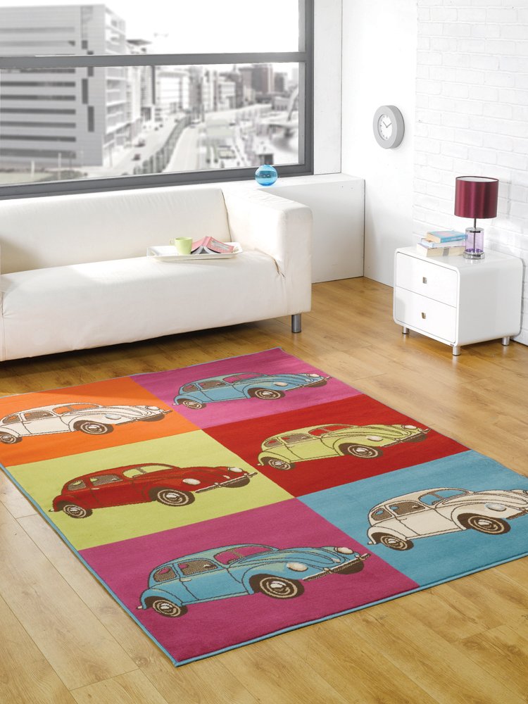 Grosse Moderne Vw Kafer Bug Design Regenbogenfarben Teppich In 120