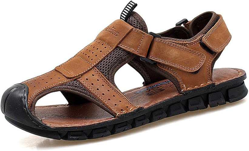 Amazon パルクール ビッグサイズ本革男性サンダル新しい夏の男性の靴ビーチサンダル男性ファッションブランド屋外カジュアルスニーカー ファッションサンダル