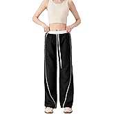 Sdipipo Womens Parachute Pants Y2K Baggy Wide Leg Pants Cargo Sweatpants Drawstring Waist Hiking Jogger Pants Trousers