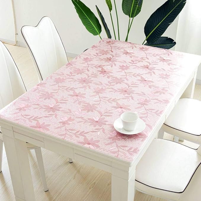 Rectangle Tablecloth, Clear Flower Plastic Table Cover