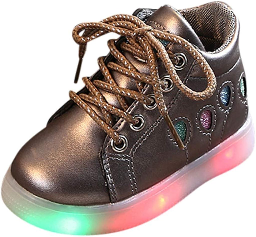 Girls Toddler Light Up Shoes Sequins LED Luminous Ankle Boots Sport Shoes Sneakers for 16 Year