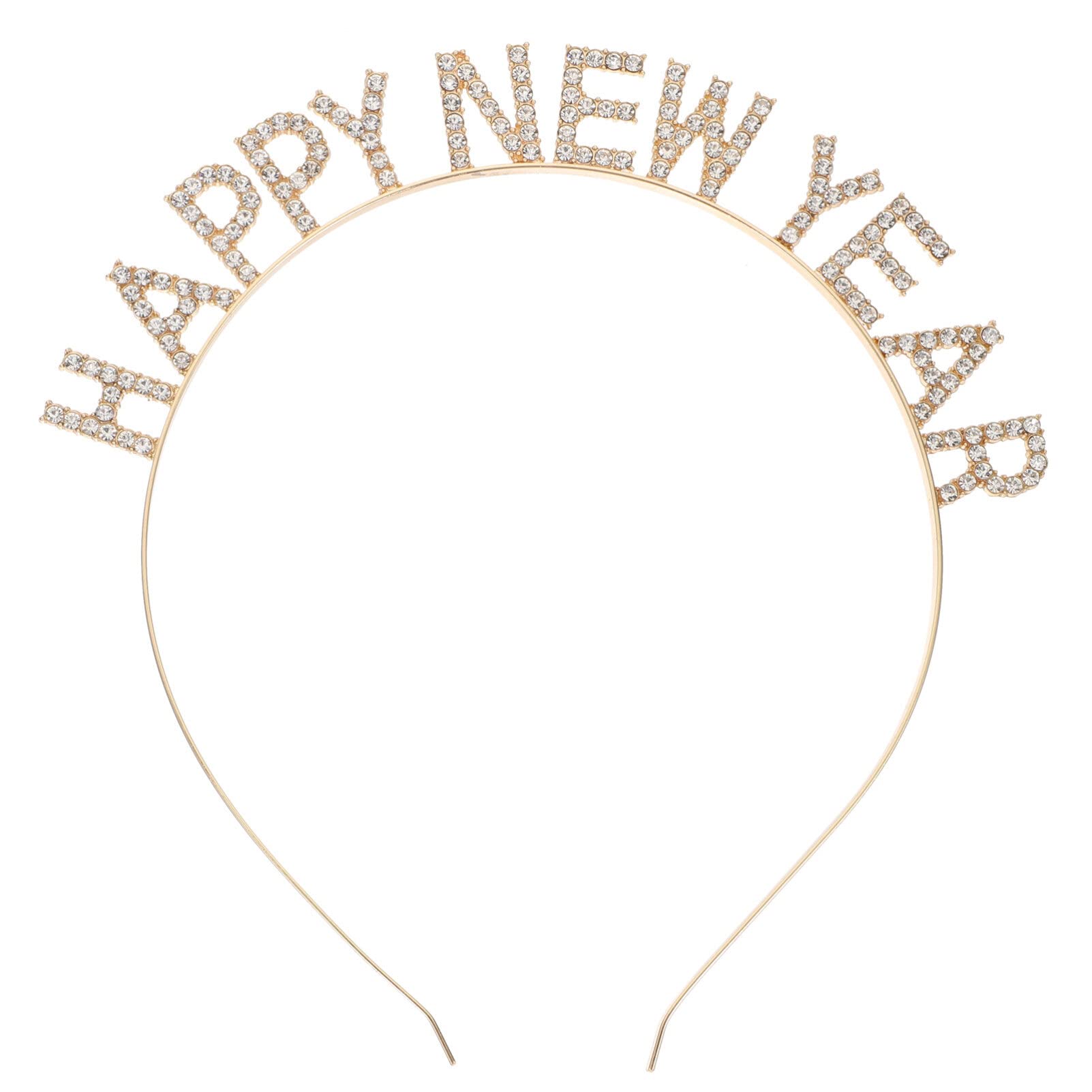 Happy New Year Headband Rhinestone New Year Headband New Year Eve Hairband Hair Hoop New Year Hair Accessories New Year Eve Party Supplies Holiday,1pc (Gold)