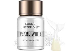Luster Dust Edible - 15 Grams Food Grade Cake Dust Shimmer Powdered, Cherrysea Powder Luster Dust Food Coloring for Cocktails, Christmas Cookie Decorations, Cake, Drinks, Fondant, Candy - 15g/Bottle (3-White)