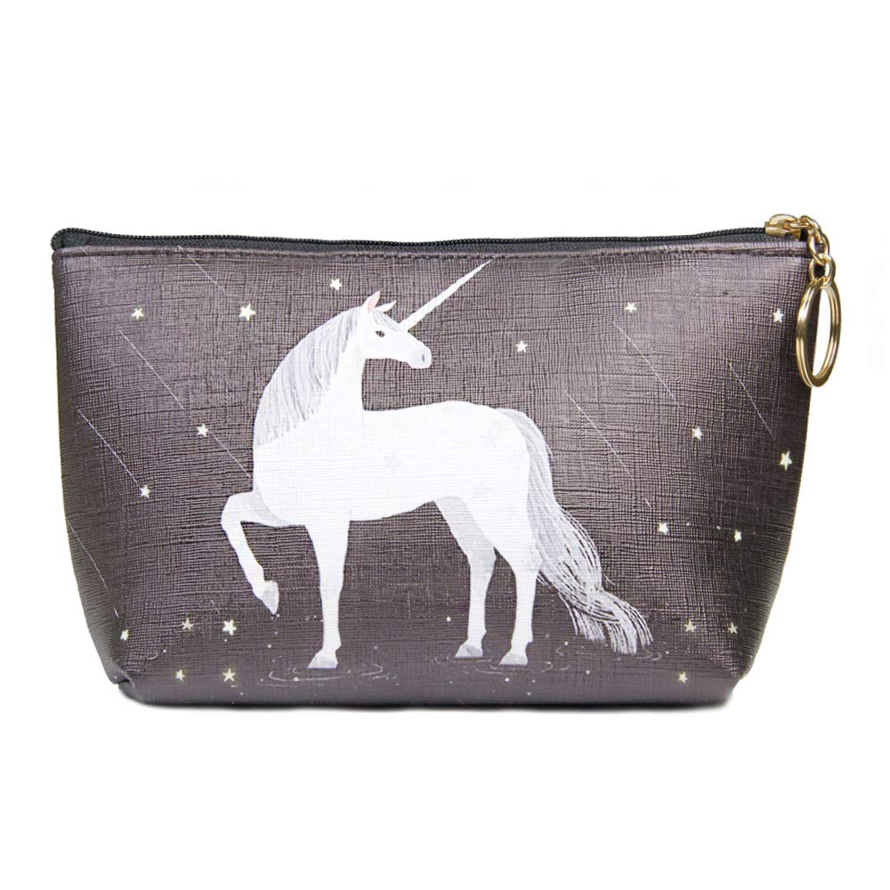 Me Plus Women Small Portable Travel Cosmetic Organizer Clutch Pouch Bag with Zipper Closure (Unicorn)