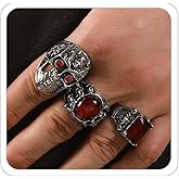 LKingel Punk Gothic Skull Rings for Men Women Chunky Vintage Skull Ring Set Gothic Halloween Dark Rings Stackable Skull Ring Set for Men Women