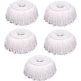 5 PCS Microfiber Replacement Mop Head Spin Mop Head Replacement 5-Pack, Microfiber Refill Heads Universal for 360 Spin Magic Mopping, Round Shape Standard Size White