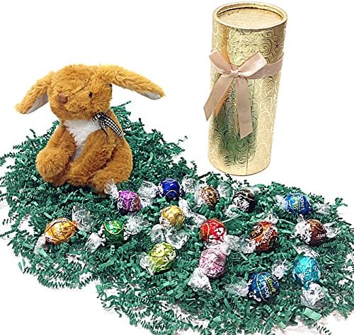 Easter Bunny Gift Box - Lindt Lindor Gourmet Truffles Chocolate Candy &amp; Rabbit Stuffed Animal - Brown