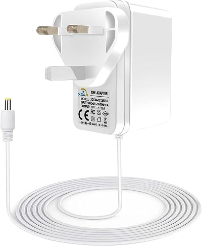 XZGm 12V White Charger for Echo Dot 3/4 Gen Clock Fire TV Cube 15W 200cm