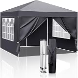 Bonnlo Pop Up Gazebo 3m x 3m with Detachable Sides Grey
