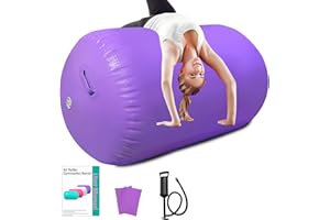 JL-INFLATE Air Roller Gymnastics Barrel, Air Track Tumbling Mat Equipment Inflatable Barrel Roller Back Handspring Trainer with Manual Pump for Yoga Cheerleading Home Gym Use