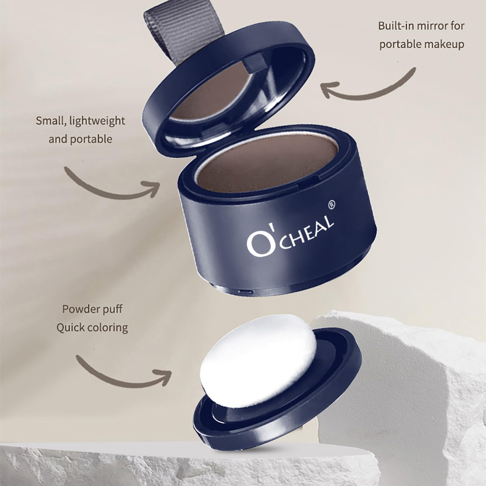 O'CHEAL Black Hairline Powder, Hair Loss Cover Up Powder, Hair Fibers for Thinning Hair, Instantly Root Touch Up Hair Color for Gray Hair Coverage, Sweatproof Hairline Shadow Powder for Men and Women