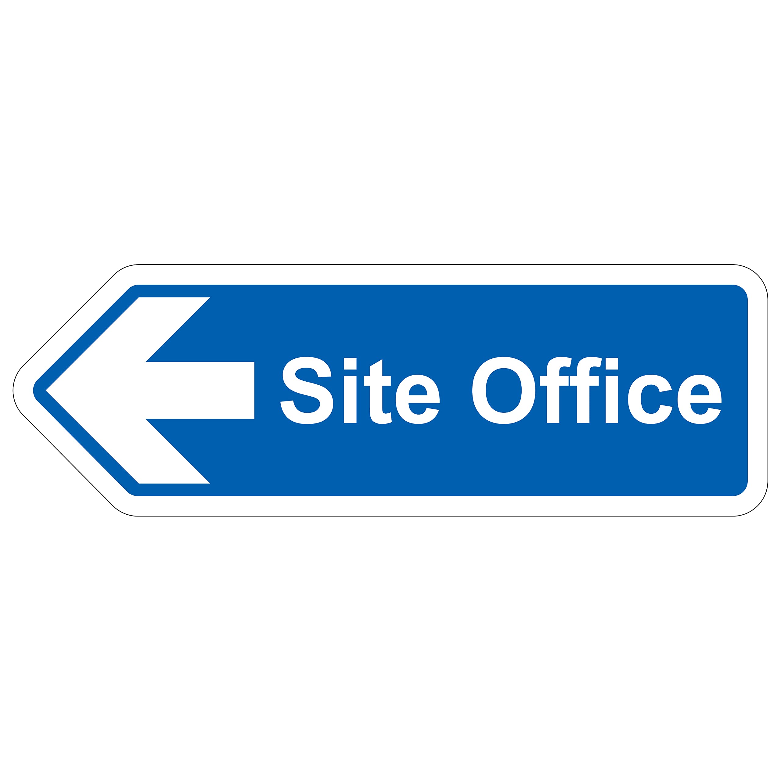 V Safety Shaped Safety Sign - Site Office Arrow Left - 450X150 - 1MM Rigid Plastic