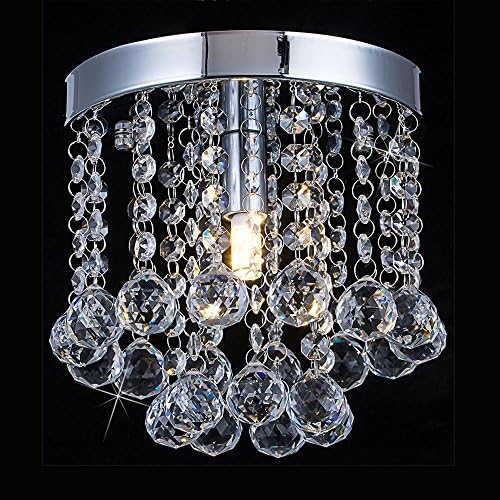 Mini-Size Crystal Chandelier Lighting, 1 Light Rain Drop Flush Mount Ceiling Light, Modern Pendant Ceiling Lamp For Hallway, Bar, Dining Room, Bedroom, Bathroom, Stairwells, W5.9 X H7.08