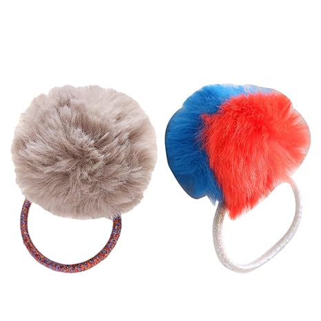 Buy Beaupretty Fluffy Pompom Ball Hair Ties Faux Fur Pom Pom Hair