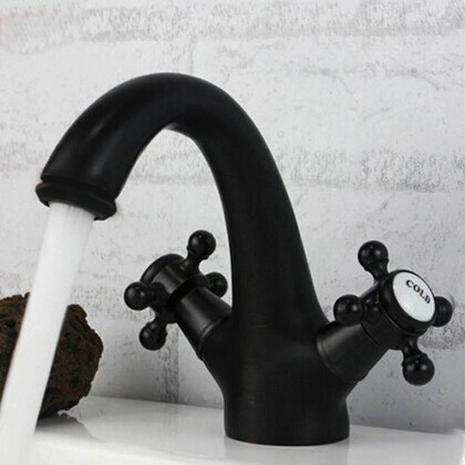 LightInTheBox Single Handle Oil-rubbed Bronze Finish Tranditional Lavatory Vanity Vessel Sink Faucet Bathroom Faucets Mixer Taps with Cross Handles (Short)